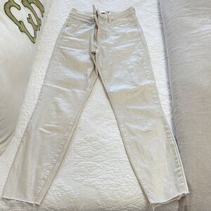 Kut from the Kloth Shimmering Cream Straight Leg Jeans